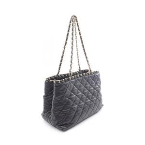 Chanel Bag Black Calfskin Caviar Tote Matelasse Leather Grained Black